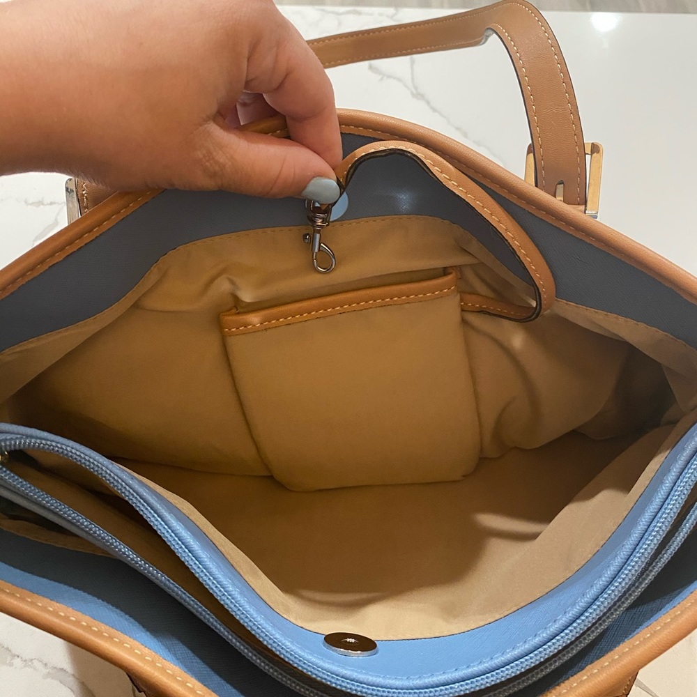 Giani Bernini Saffiano Tote Light Blue Tan NWT - Picture 11 of 16